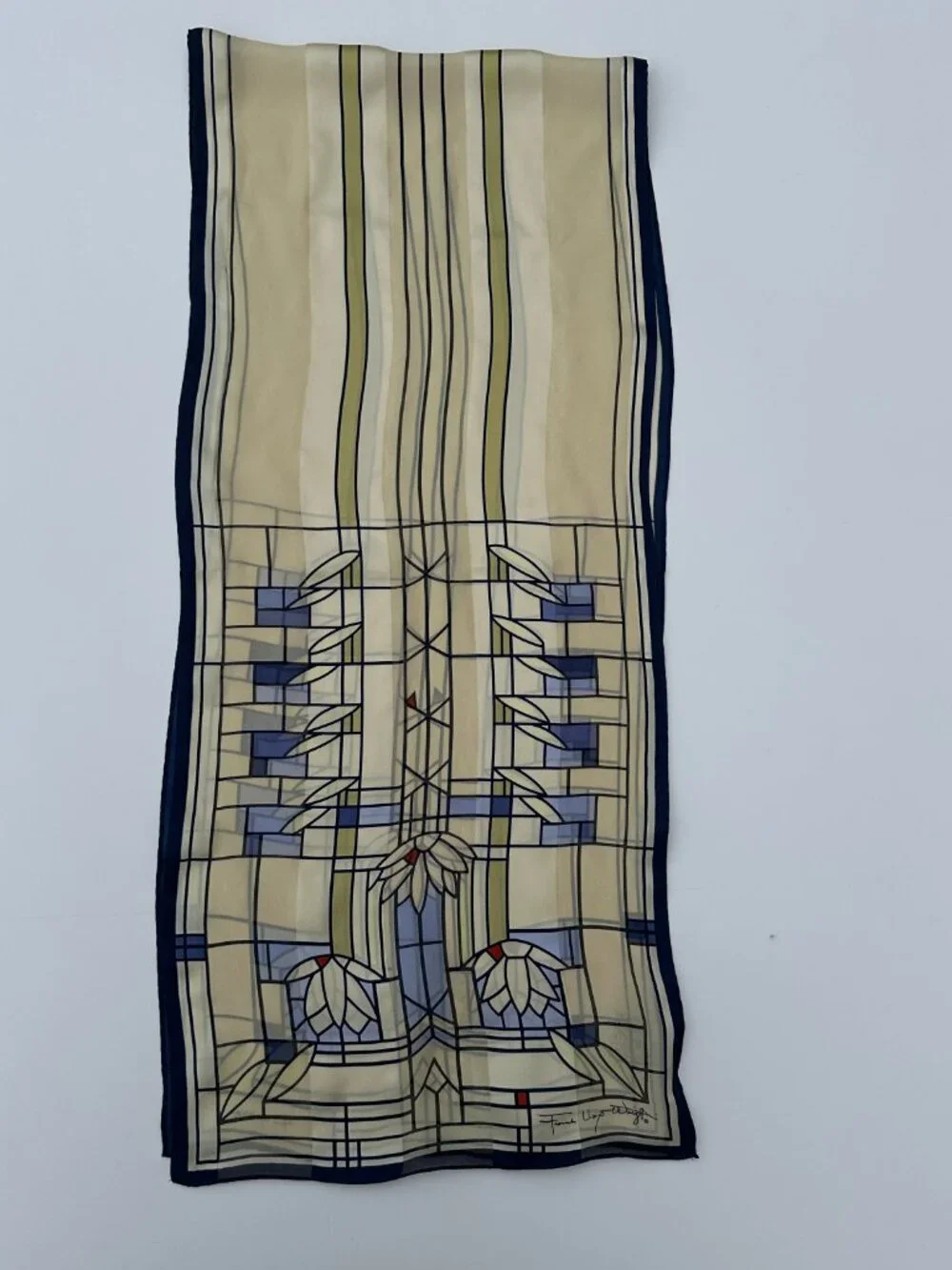 MOMA Frank Lloyd Wright Collection Stained Glass 100% Silk Scarf- New w/ Tags